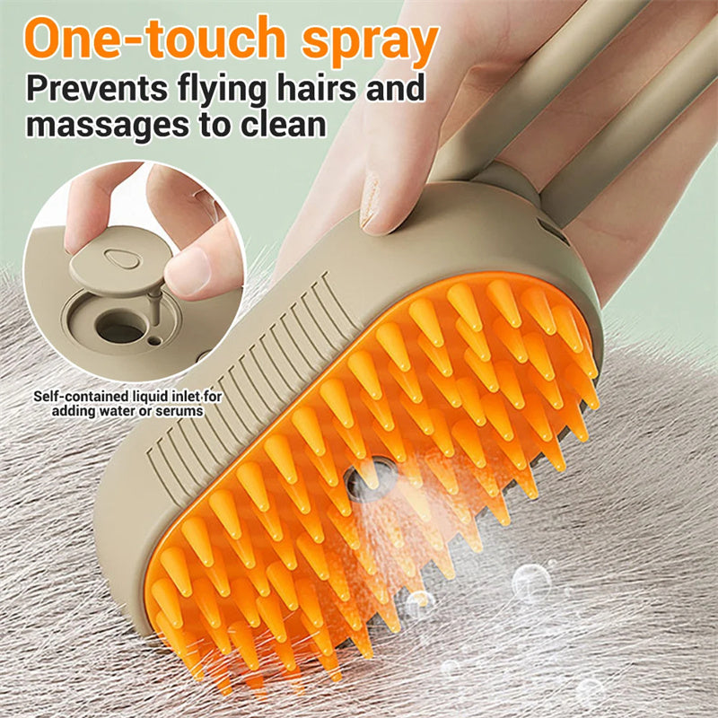 3-in-1 Electric Pet Grooming Brush – Steam Spray Comb for Cats & Dogs, Massage & Hair Removal Tool