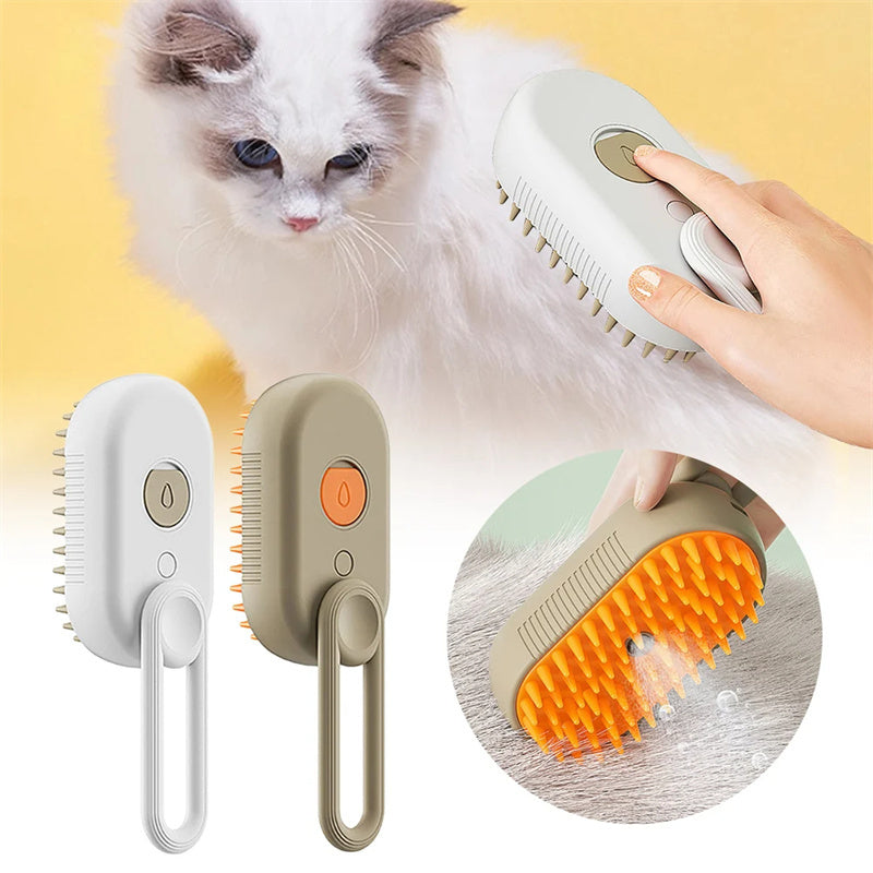 3-in-1 Electric Pet Grooming Brush – Steam Spray Comb for Cats & Dogs, Massage & Hair Removal Tool
