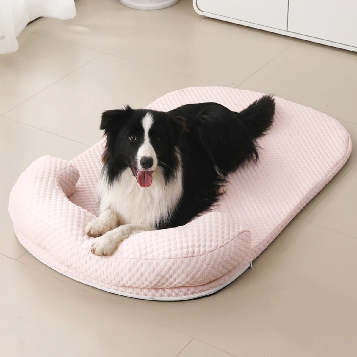 Cooling Pet Bed with Pillow – Breathable Ice Silk Fabric, Anti-Slip Base – Perfect for Small Dogs & Cats (Spring & Summer Comfort)