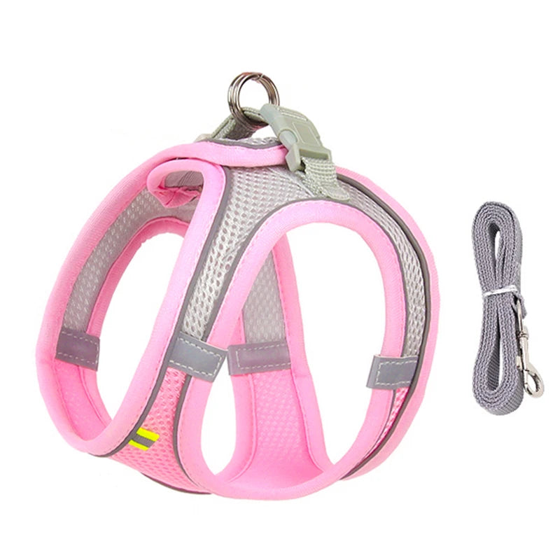 Adjustable Dog Harness & Leash Set – Comfortable Vest for Small Dogs & Cats – Ideal for Chihuahuas, Pugs, French Bulldogs & More