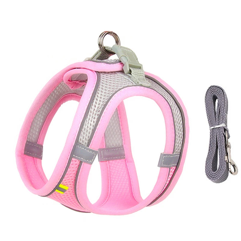 Adjustable Dog Harness & Leash Set – Comfortable Vest for Small Dogs & Cats – Ideal for Chihuahuas, Pugs, French Bulldogs & More