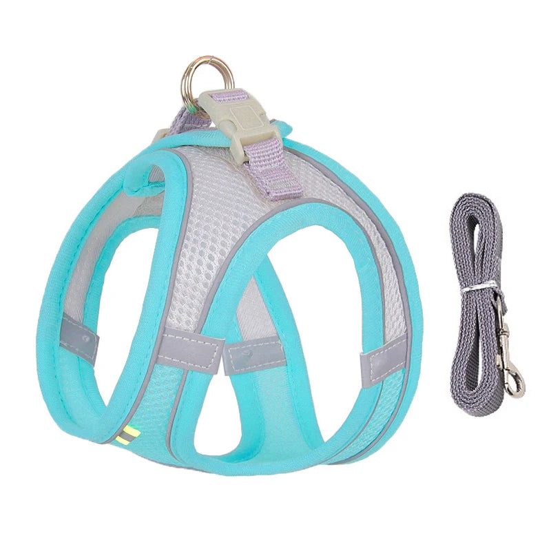Adjustable Dog Harness & Leash Set – Comfortable Vest for Small Dogs & Cats – Ideal for Chihuahuas, Pugs, French Bulldogs & More