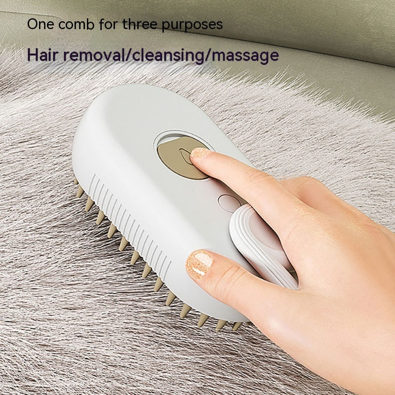 3-in-1 Electric Pet Grooming Brush – Steam Spray Comb for Cats & Dogs, Massage & Hair Removal Tool