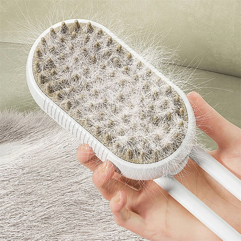 3-in-1 Electric Pet Grooming Brush – Steam Spray Comb for Cats & Dogs, Massage & Hair Removal Tool