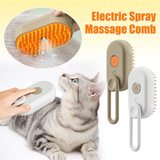 3-in-1 Electric Pet Grooming Brush – Steam Spray Comb for Cats & Dogs, Massage & Hair Removal Tool